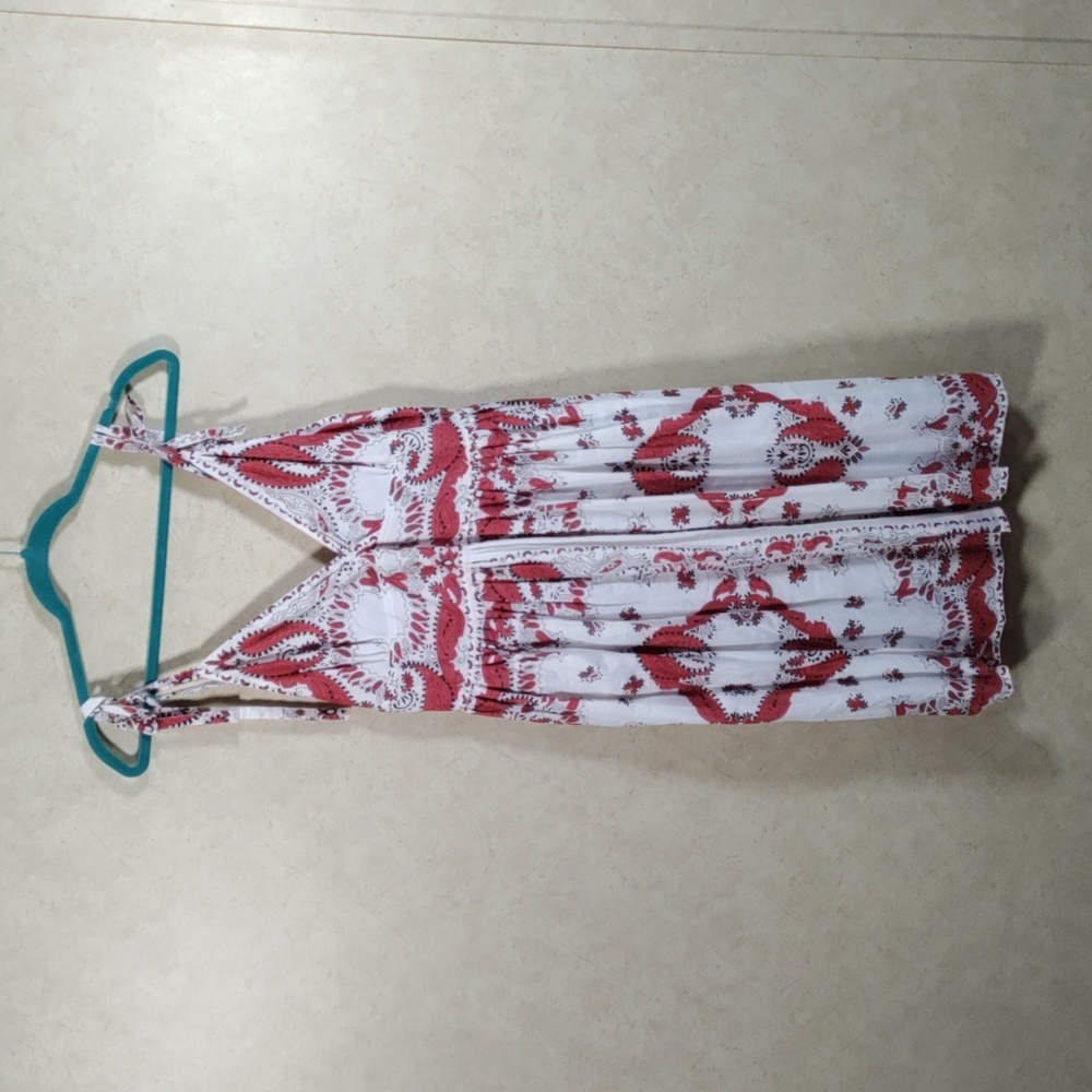 2/$10 05199 Blue Plate Couture red paisley cotton sundress L NWT